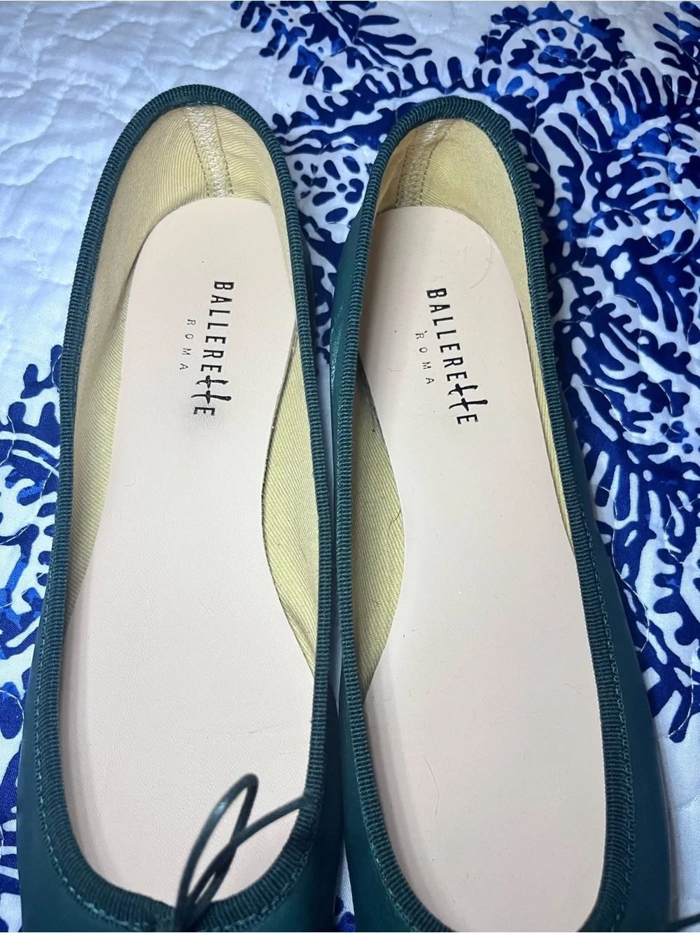 BallereTTe Rome Colonna ballet flats in bottle green leather
